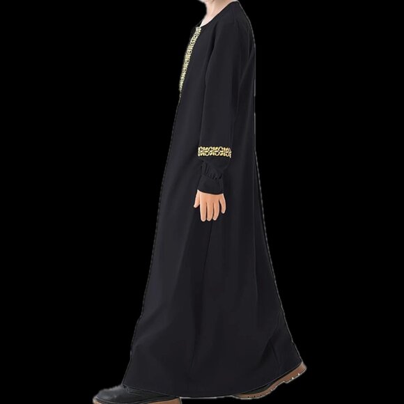 Abetteric Kids Girls Long Sleeve Abaya Dress Muslim Islamic Kaftan Printed Maxi - Picture 9 of 14